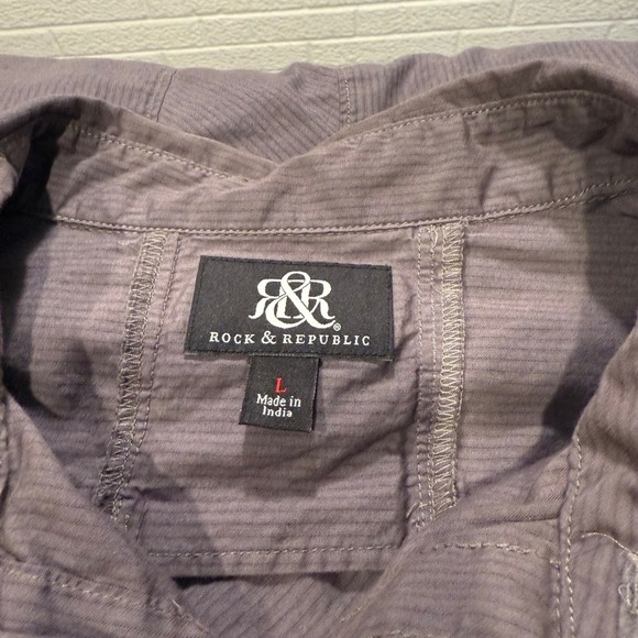 Rock & Republic Mens Long Sleeve Button Up Shirt Utility Gray - Picture 6 of 7